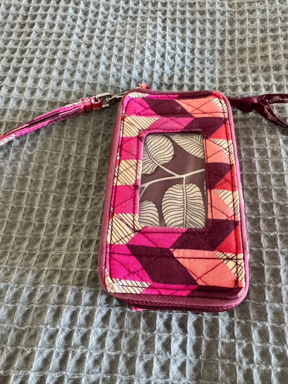 Vera Bradley Pink Maroon Geometric Wristlet Clutch